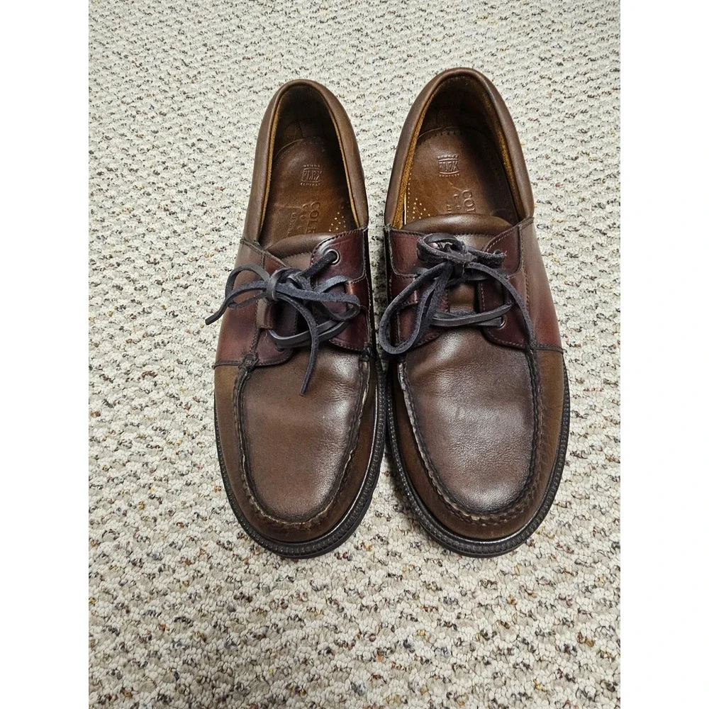 Cole Haan Country Mens Brown Leather Boat Shoes Handsewn Moc Toe Loafers Flex